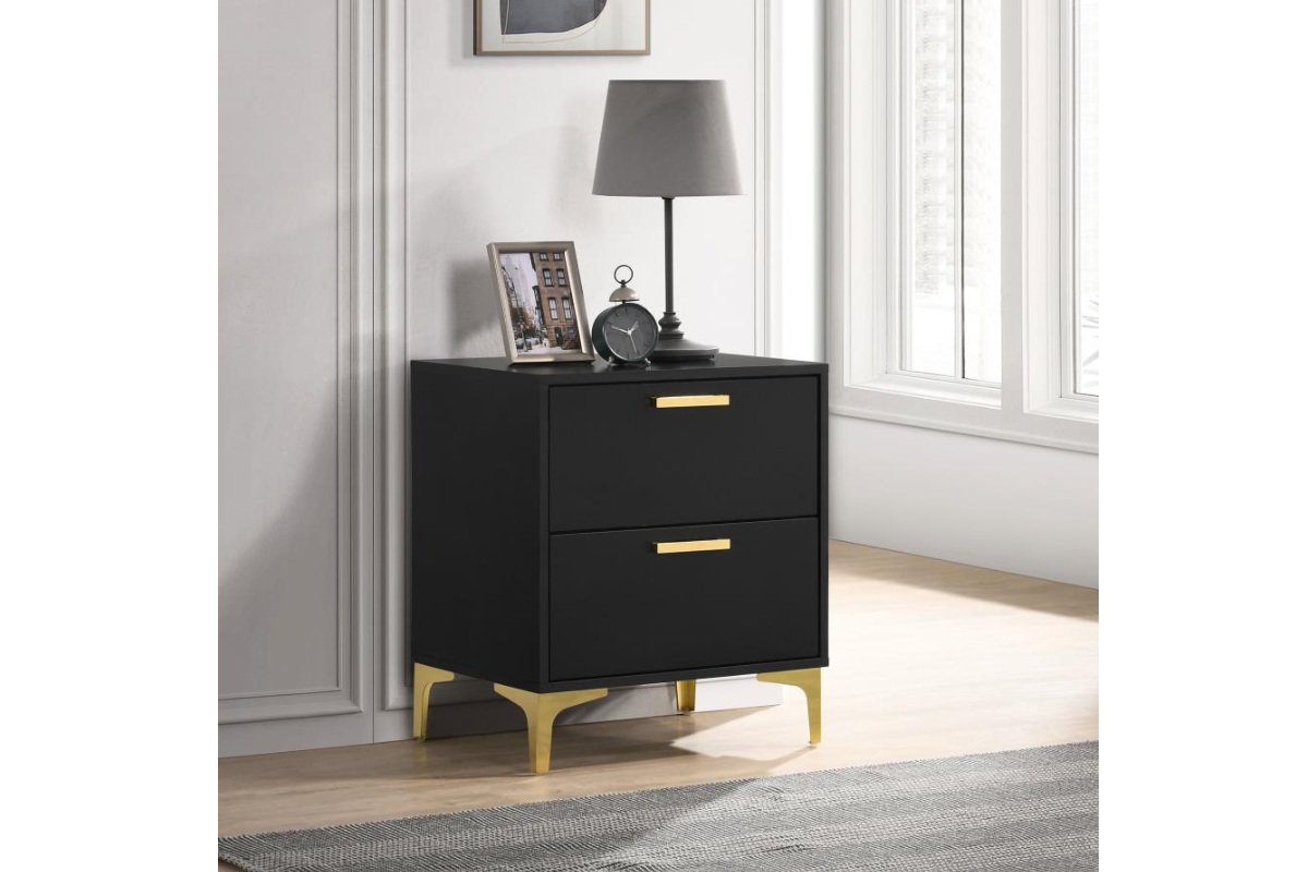 KENDALL 2-DRAWER NIGHTSTAND BLACK