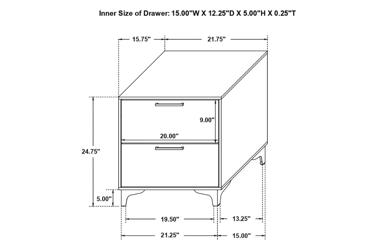 KENDALL 2-DRAWER NIGHTSTAND BLACK