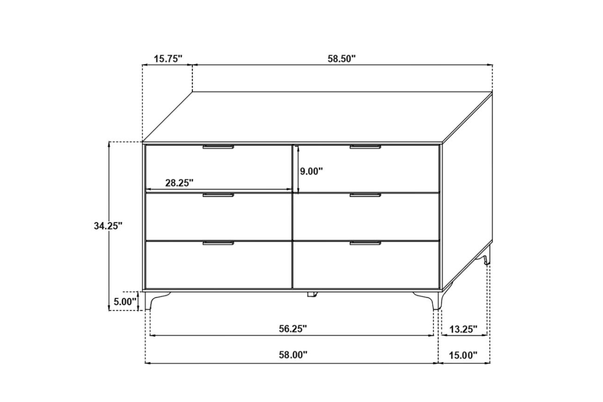 KENDALL 6-DRAWER DRESSER WHITE