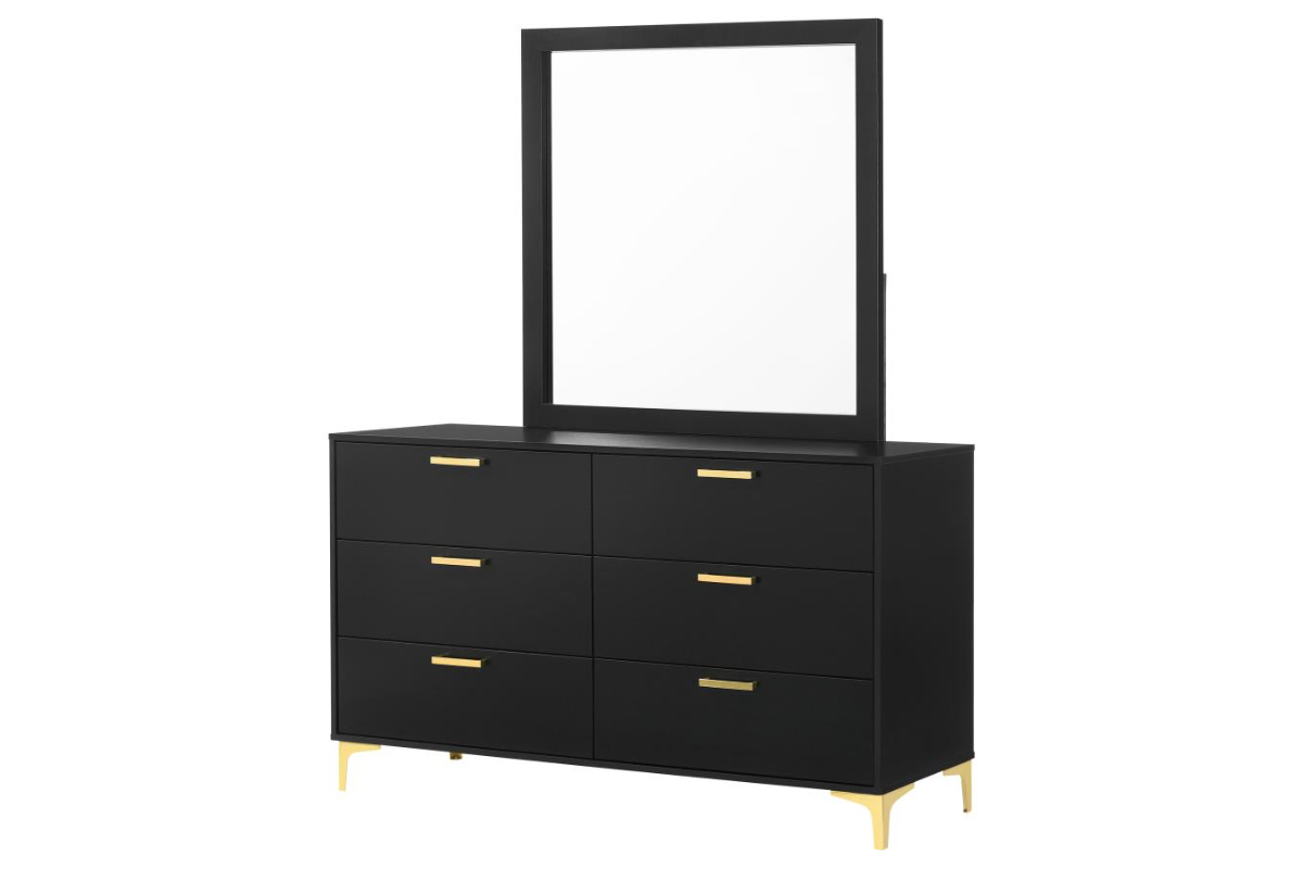 KENDALL 6-DRAWER DRESSER WITH MIRROR BLACK