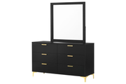 KENDALL 6-DRAWER DRESSER WITH MIRROR BLACK