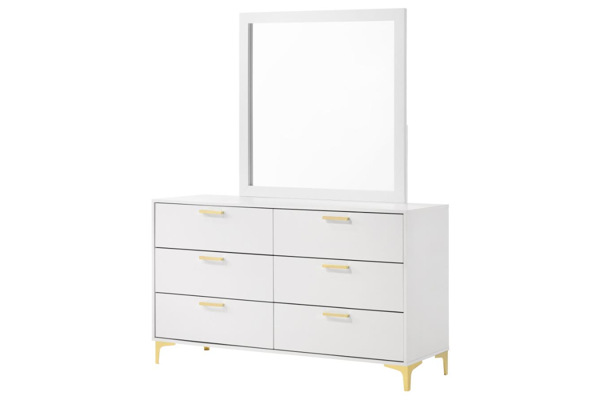 KENDALL 6-DRAWER DRESSER WITH MIRROR WHITE