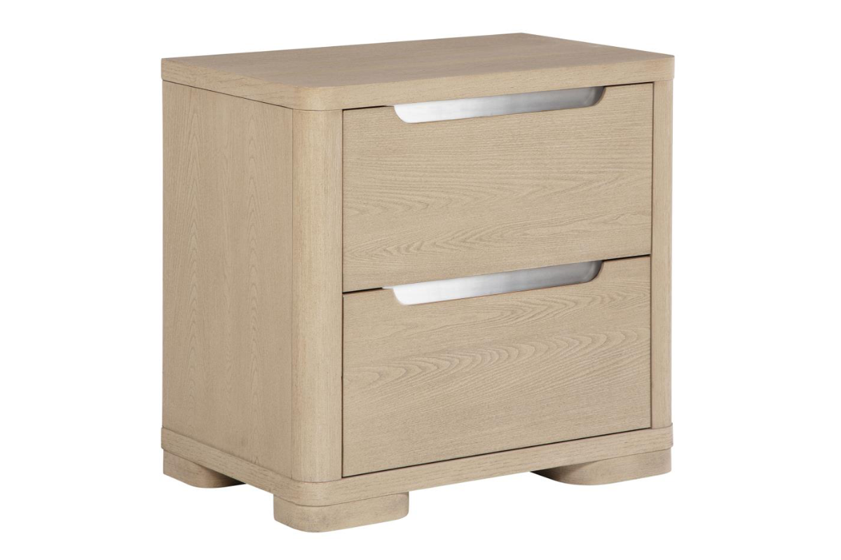 LADERA 2-DRAWER NIGHTSTAND BEDSIDE TABLE LIGHT ELM