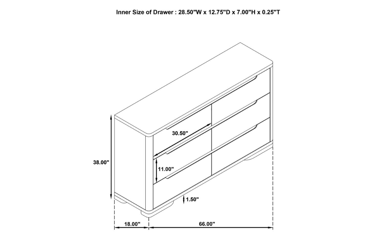 LADERA 6-DRAWER BEDROOM DRESSER LIGHT ELM