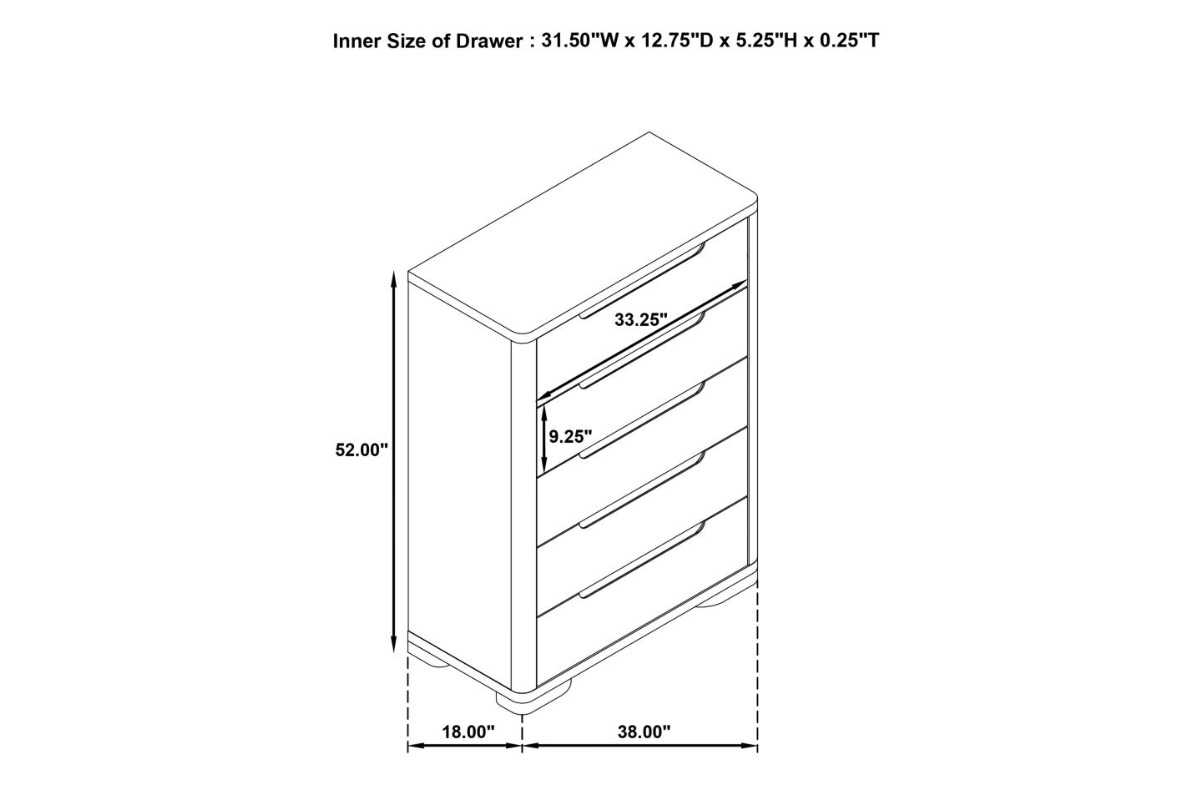 LADERA 5-DRAWER BEDROOM CHEST OF DRAWERS LIGHT ELM