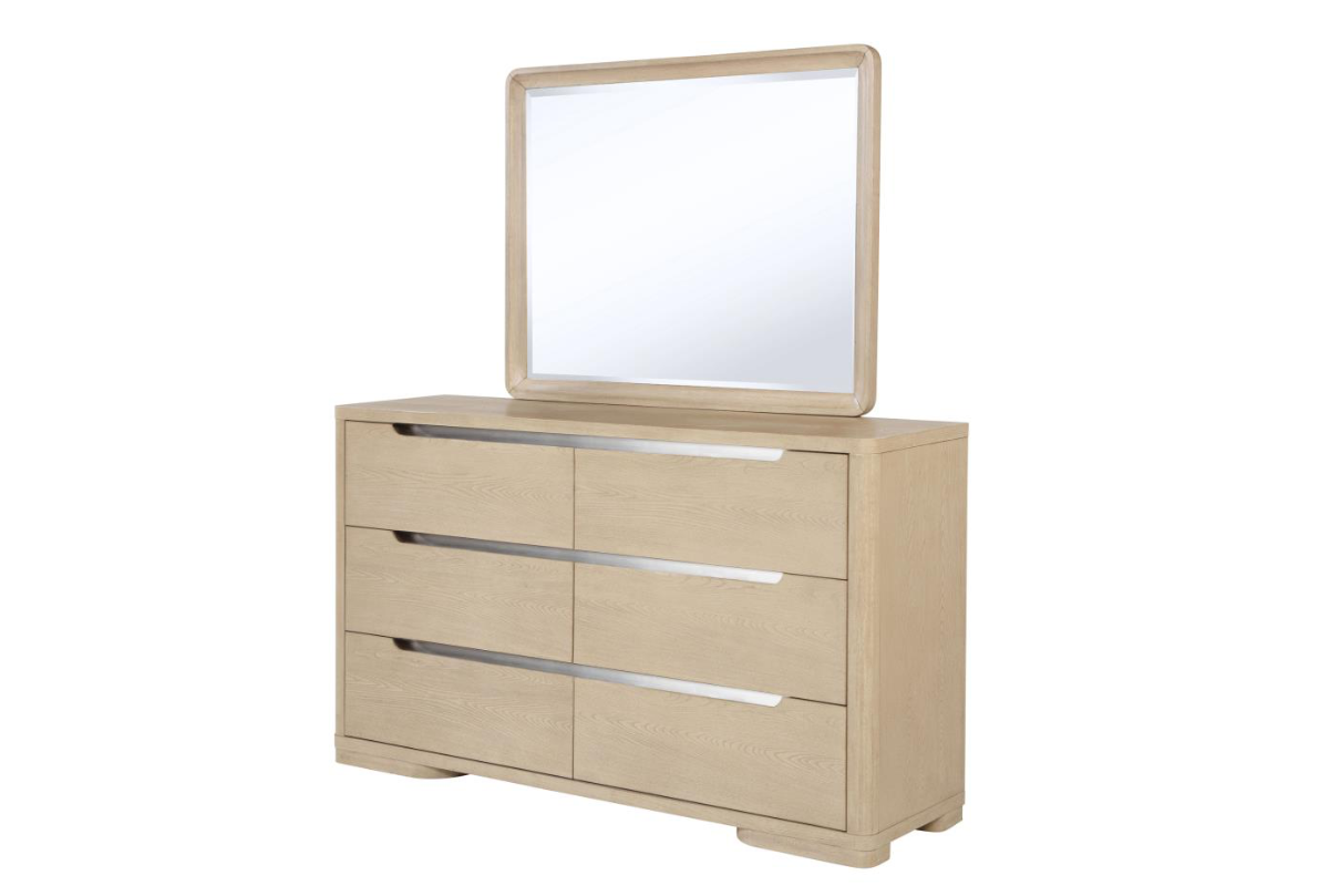 LADERA 6-DRAWER BEDROOM DRESSER AND MIRROR LIGHT ELM