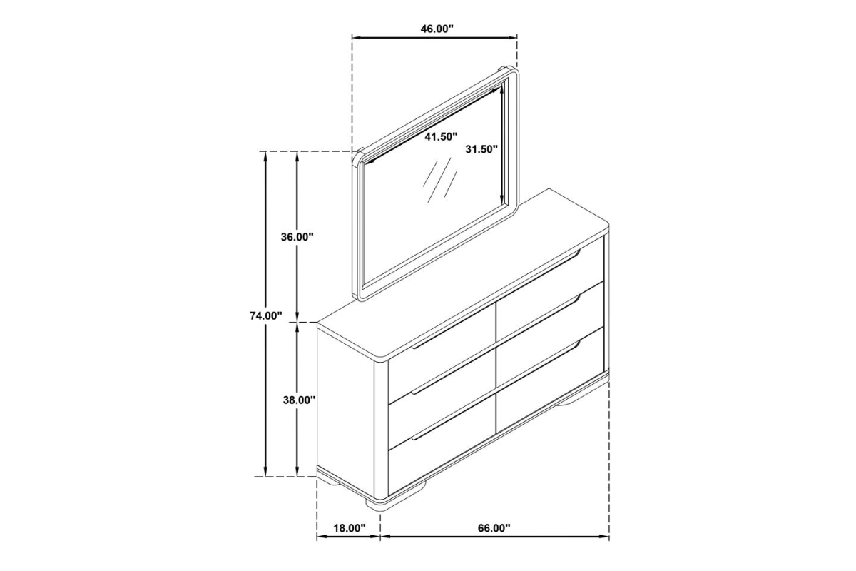 LADERA 6-DRAWER BEDROOM DRESSER AND MIRROR LIGHT ELM