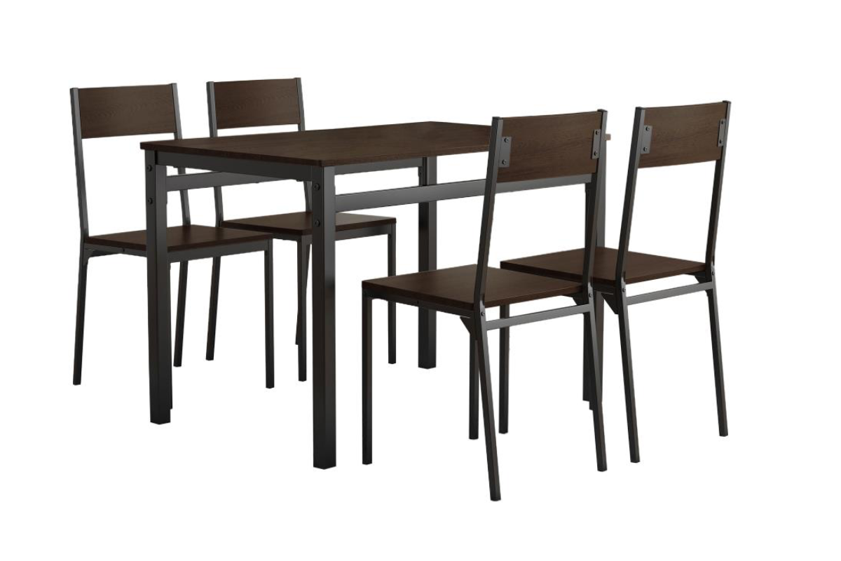 LANA 5-PIECE RECTANGULAR DINING SET DARK BROWN AND BLACK