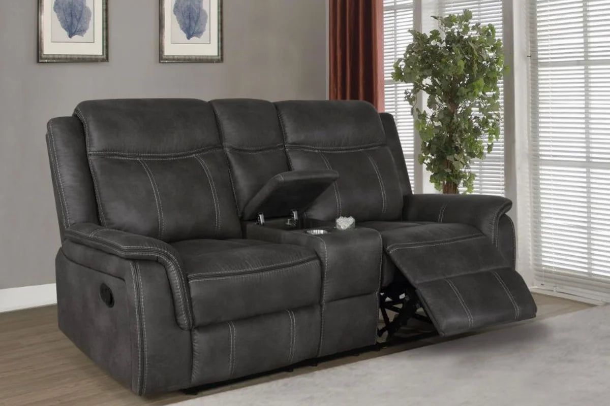 LAWRENCE  UPHOLSTERED RECLINING SOFA SET CHARCOAL