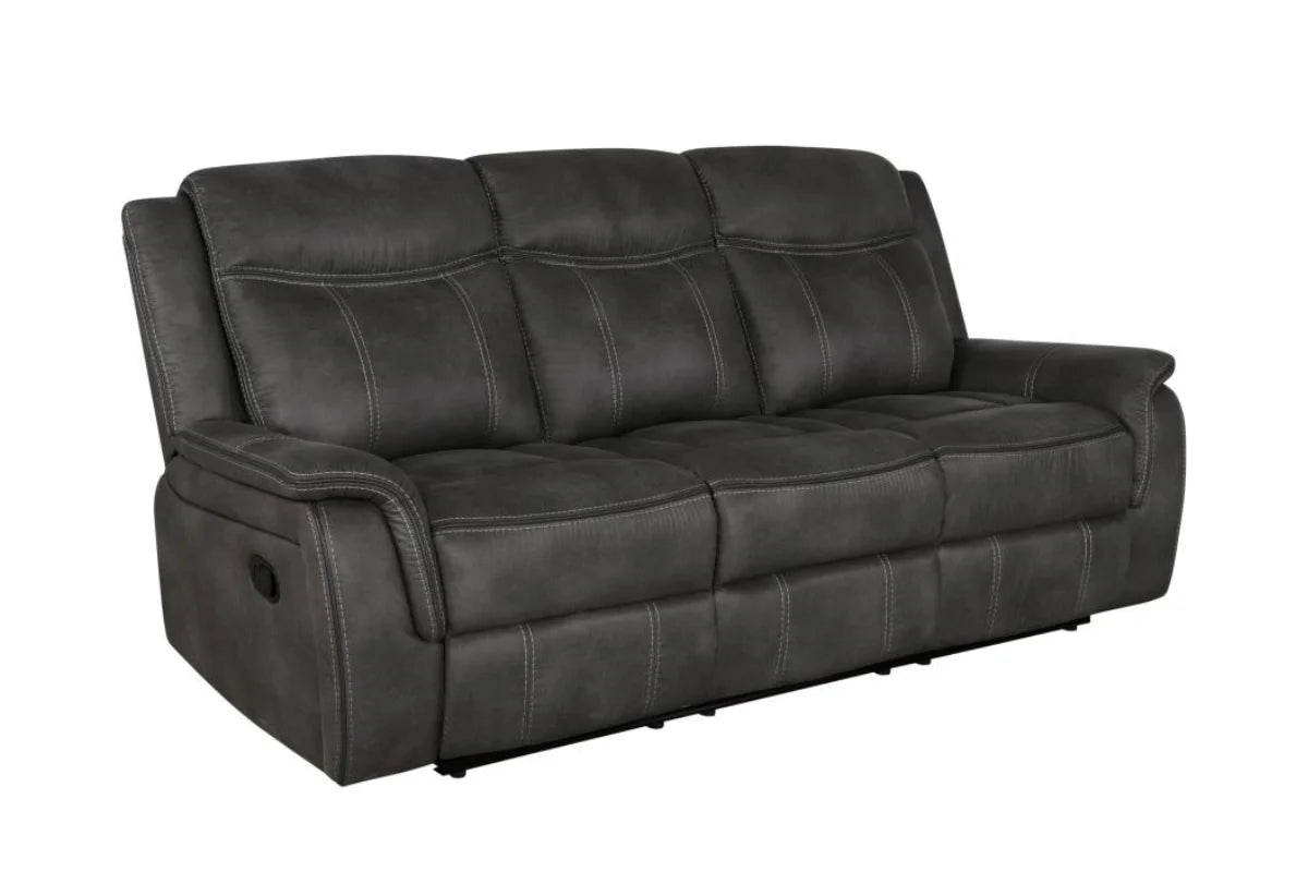 LAWRENCE  UPHOLSTERED RECLINING SOFA SET CHARCOAL