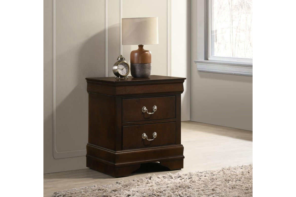 LOUIS PHILIPPE 2-DRAWER NIGHTSTAND CAPPUCCINO