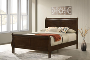 LOUIS PHILIPPE WOOD SLEIGH BED CAPPUCCINO
