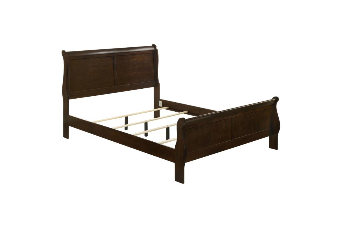 LOUIS PHILIPPE WOOD SLEIGH BED CAPPUCCINO