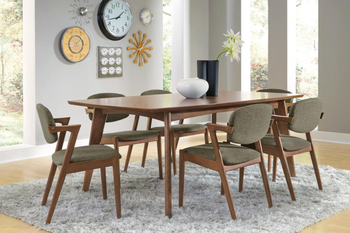 MALONE 7-PIECE RECTANGULAR DINING TABLE SET DARK WALNUT