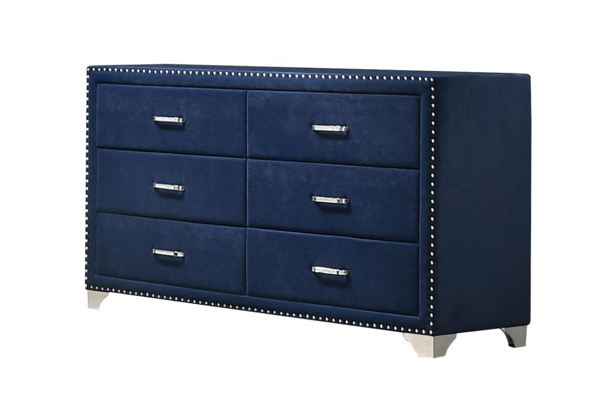 MELODY 6-DRAWER UPHOLSTERED DRESSER PACIFIC BLUE