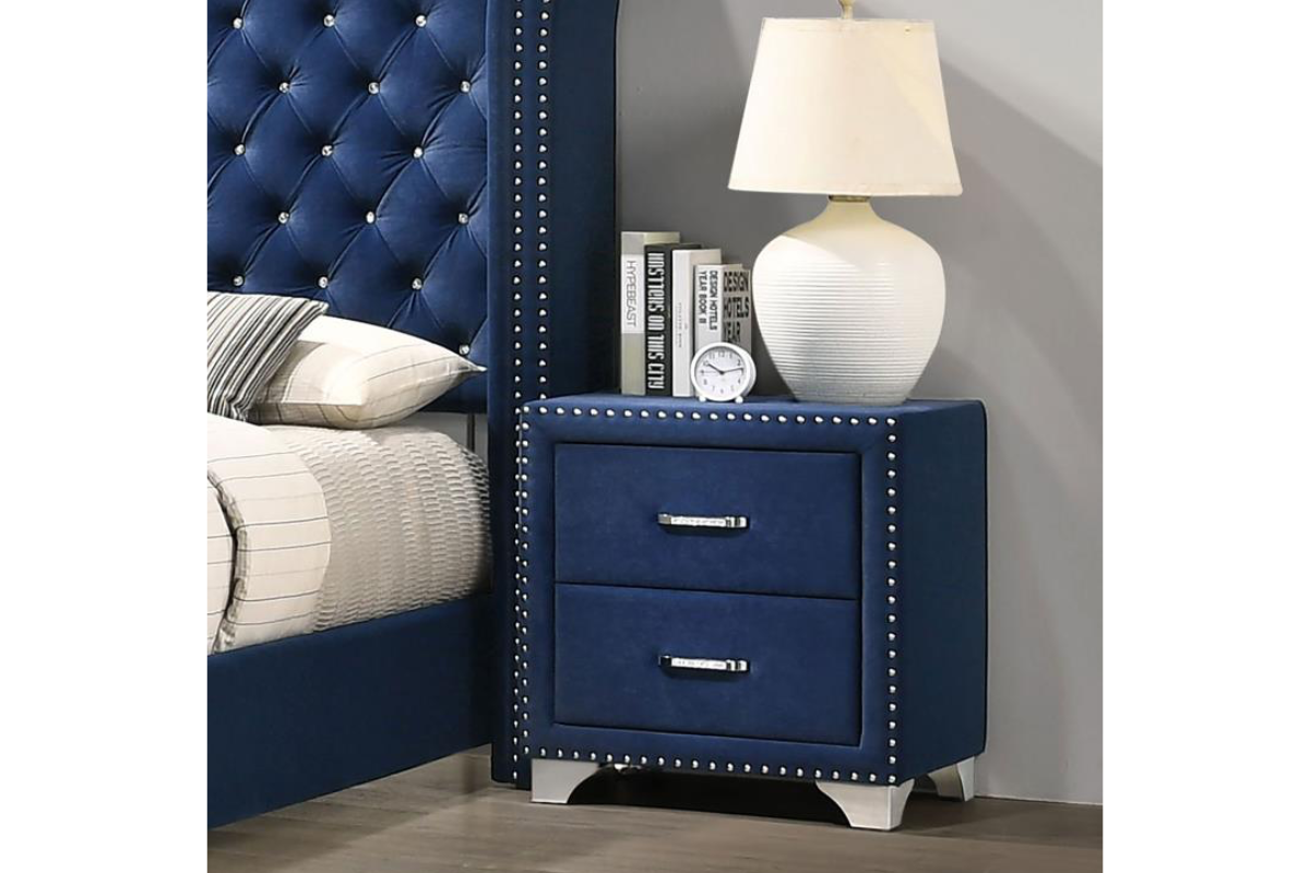 MELODY UPHOLSTERED 2-DRAWER NIGHTSTAND PACIFIC BLUE
