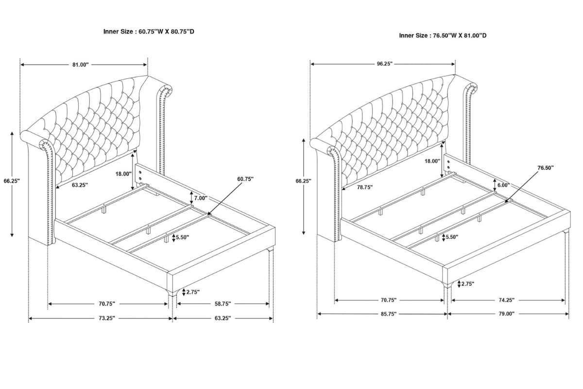 MELODY UPHOLSTERED WINGBACK BED PACIFIC BLUE