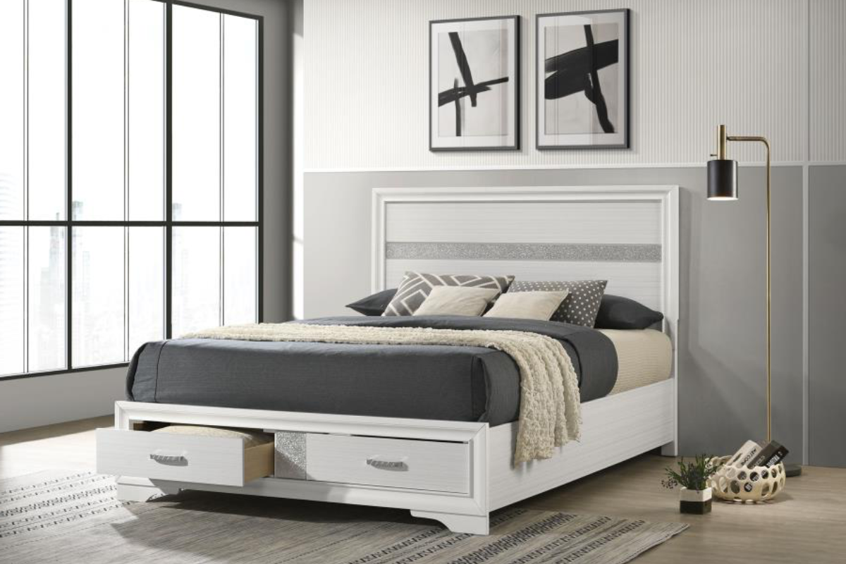 MIRANDA 51-INCH WOOD QUEEN STORAGE PANEL BED WHITE
