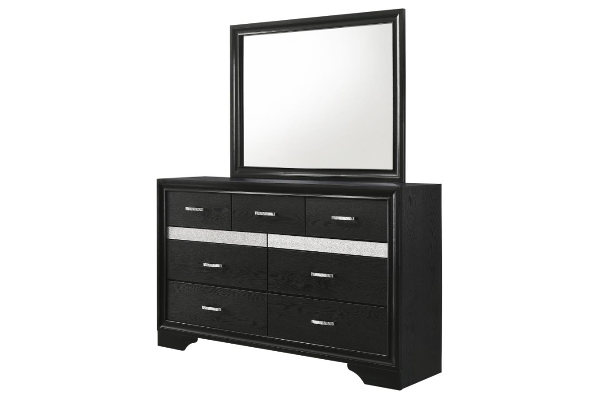 MIRANDA 7-DRAWER DRESSER WITH MIRROR BLACK