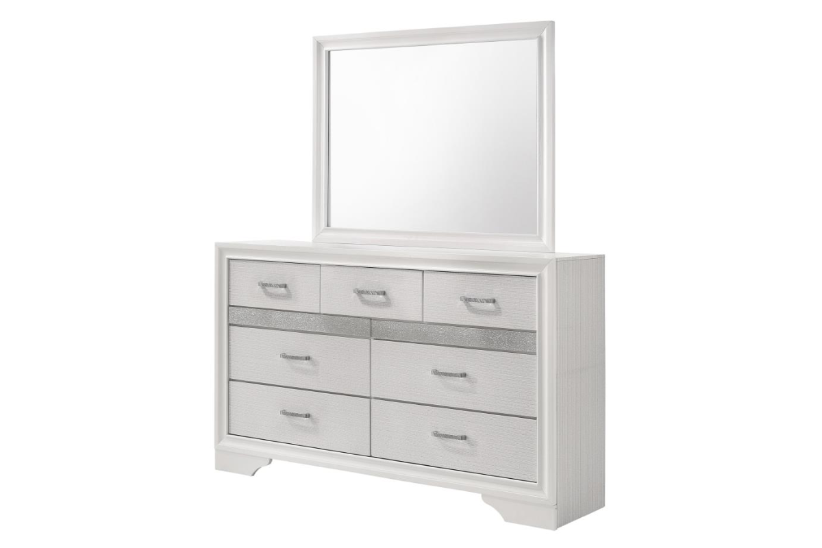 MIRANDA 7-DRAWER DRESSER WITH MIRROR WHITE