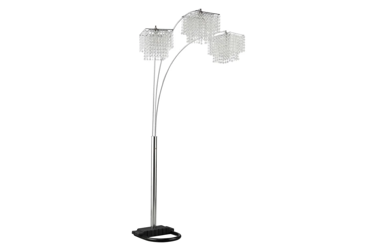 Miriam 90-inch Hanging Crystal Arc Floor Lamp Chrome