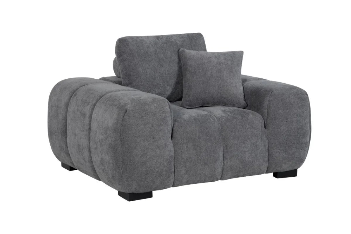OCTAVIA UPHOLSTERED TRACK ARM ACCENT CHAIR CHARCOAL GREY