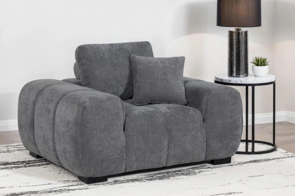 OCTAVIA UPHOLSTERED TRACK ARM ACCENT CHAIR CHARCOAL GREY