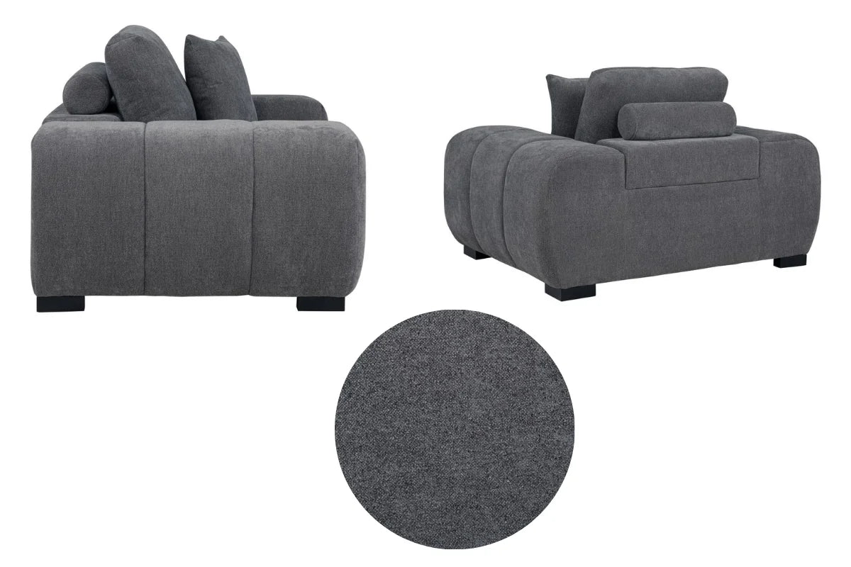 OCTAVIA UPHOLSTERED TRACK ARM ACCENT CHAIR CHARCOAL GREY