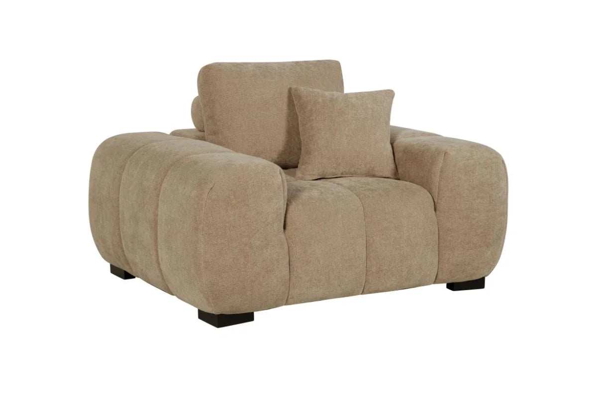OCTAVIA UPHOLSTERED TRACK ARM ACCENT CHAIR CAMEL