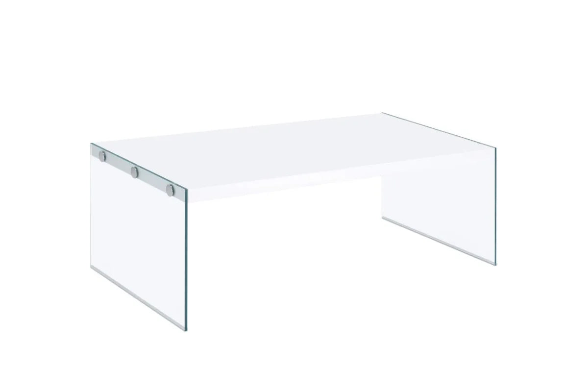 OPAL RECTANGULAR GLASS FRAME COFFEE TABLE WHITE HIGH GLOSS