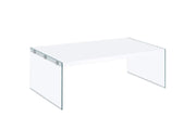 OPAL RECTANGULAR GLASS FRAME COFFEE TABLE WHITE HIGH GLOSS