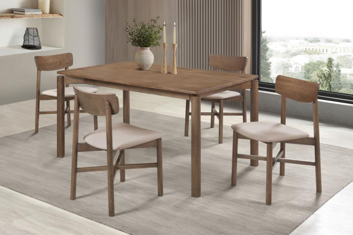 PARKRIDGE  5-PIECE 59-INCH WOOD DINING SET NATURAL WALNUT