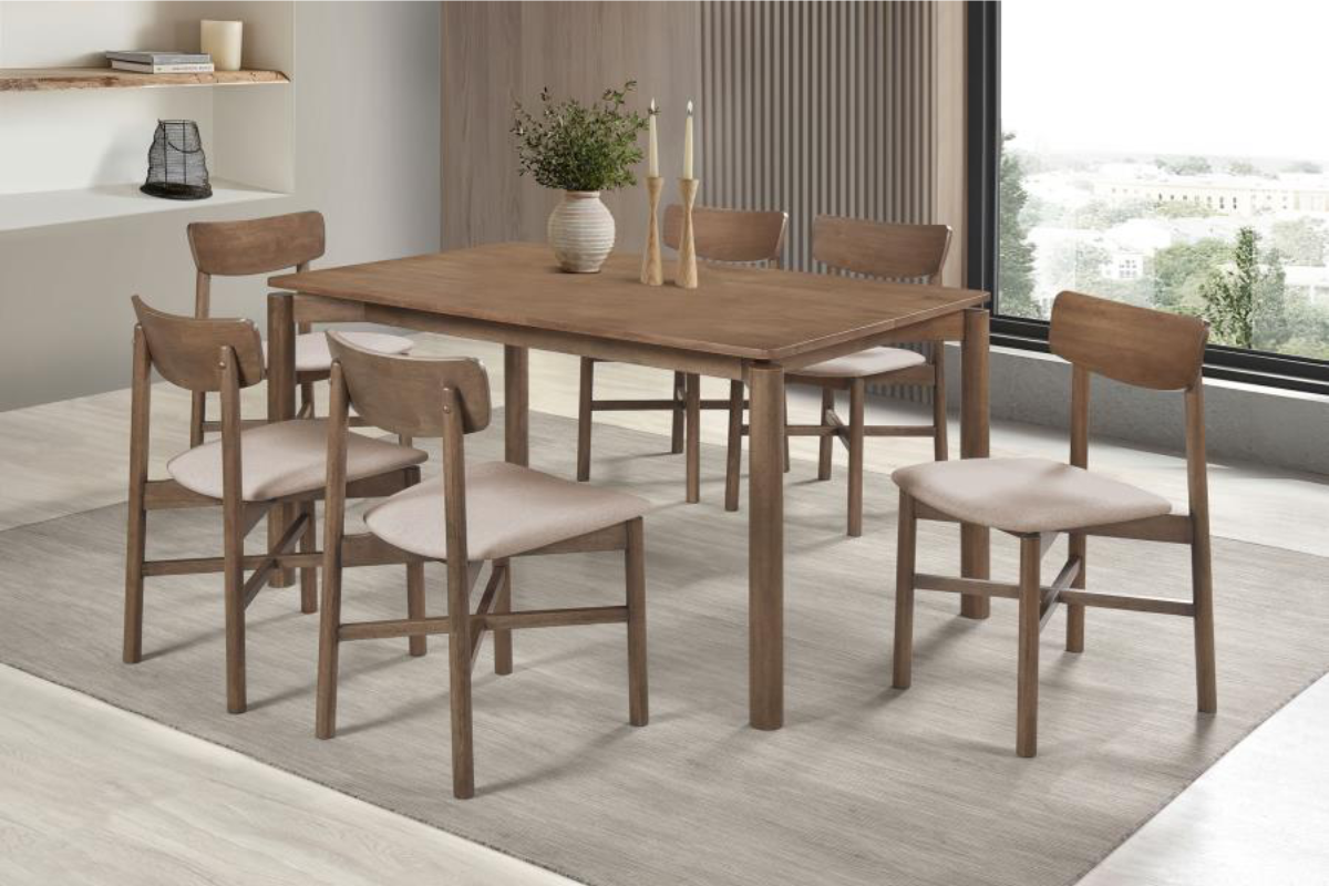 PARKRIDGE  7-PIECE 59-INCH WOOD DINING SET NATURAL WALNUT