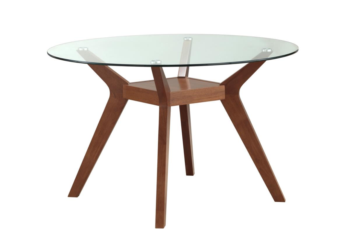 PAXTON 5-PIECE ROUND GLASS TOP DINING TABLE SET NUTMEG