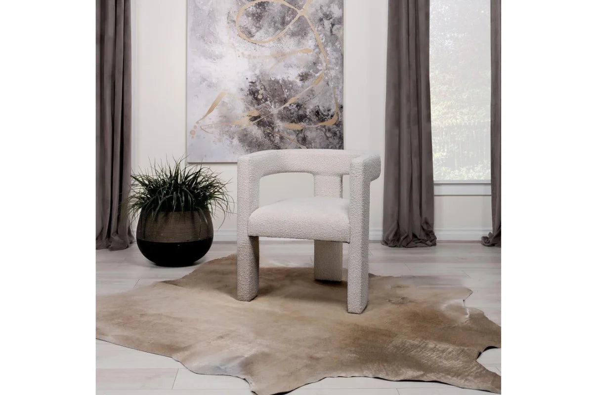 PETRA BOUCLE UPHOLSTERED ACCENT SIDE CHAIR WHITE