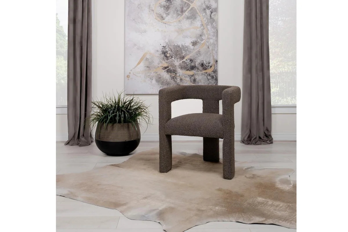 PETRA BOUCLE UPHOLSTERED ACCENT SIDE CHAIR CHOCOLATE BROWN