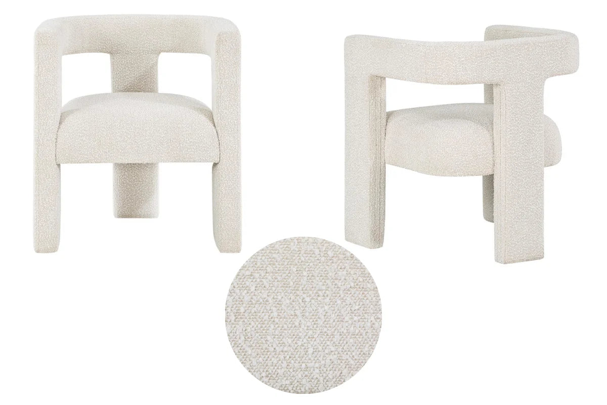 PETRA BOUCLE UPHOLSTERED ACCENT SIDE CHAIR WHITE