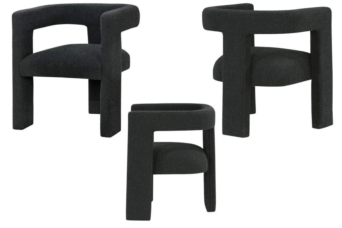 PETRA BOUCLE UPHOLSTERED ACCENT SIDE CHAIR BLACK
