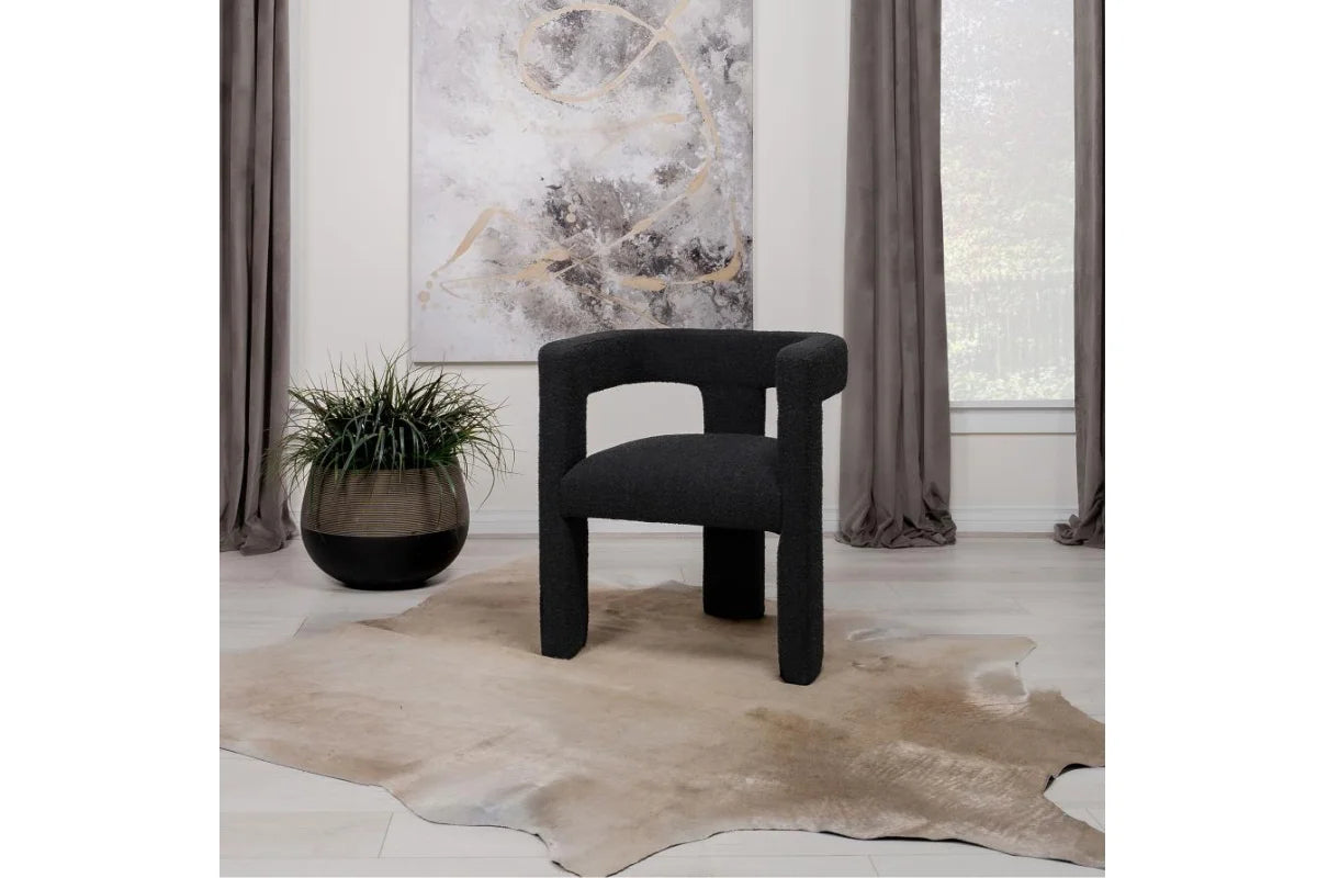 PETRA BOUCLE UPHOLSTERED ACCENT SIDE CHAIR BLACK