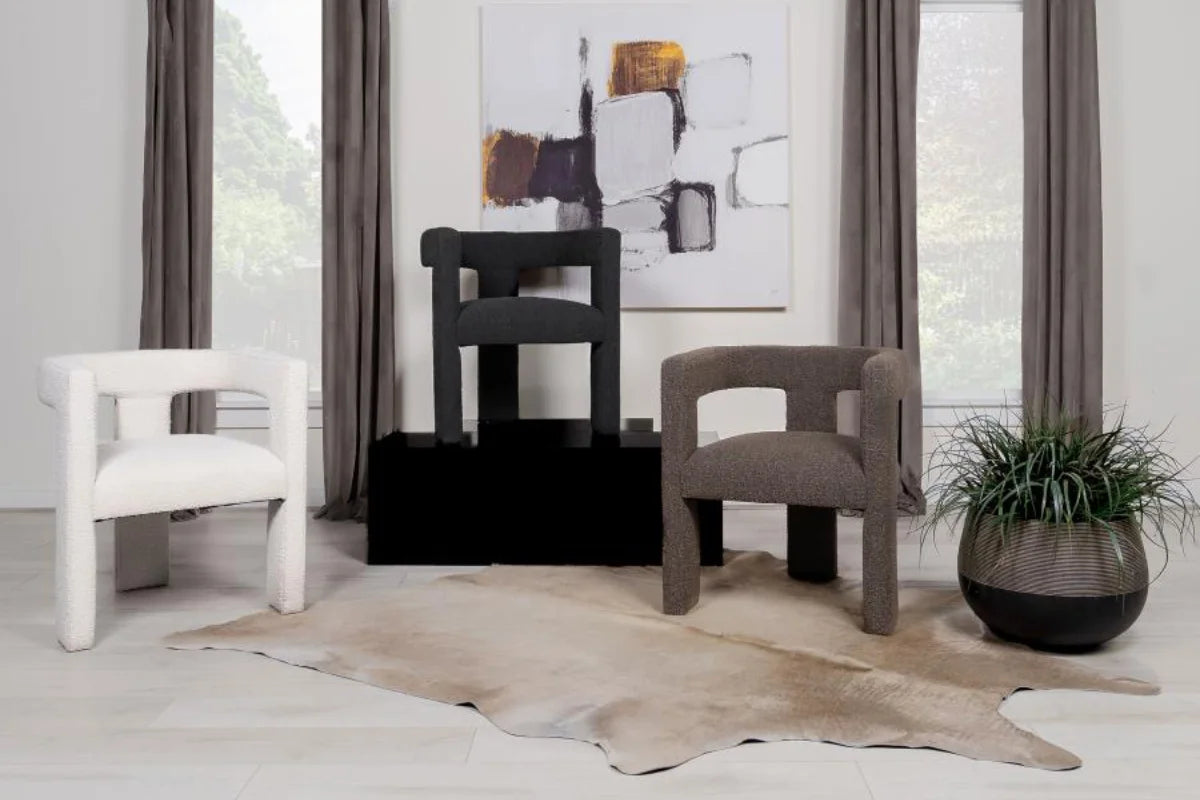 PETRA BOUCLE UPHOLSTERED ACCENT SIDE CHAIR WHITE