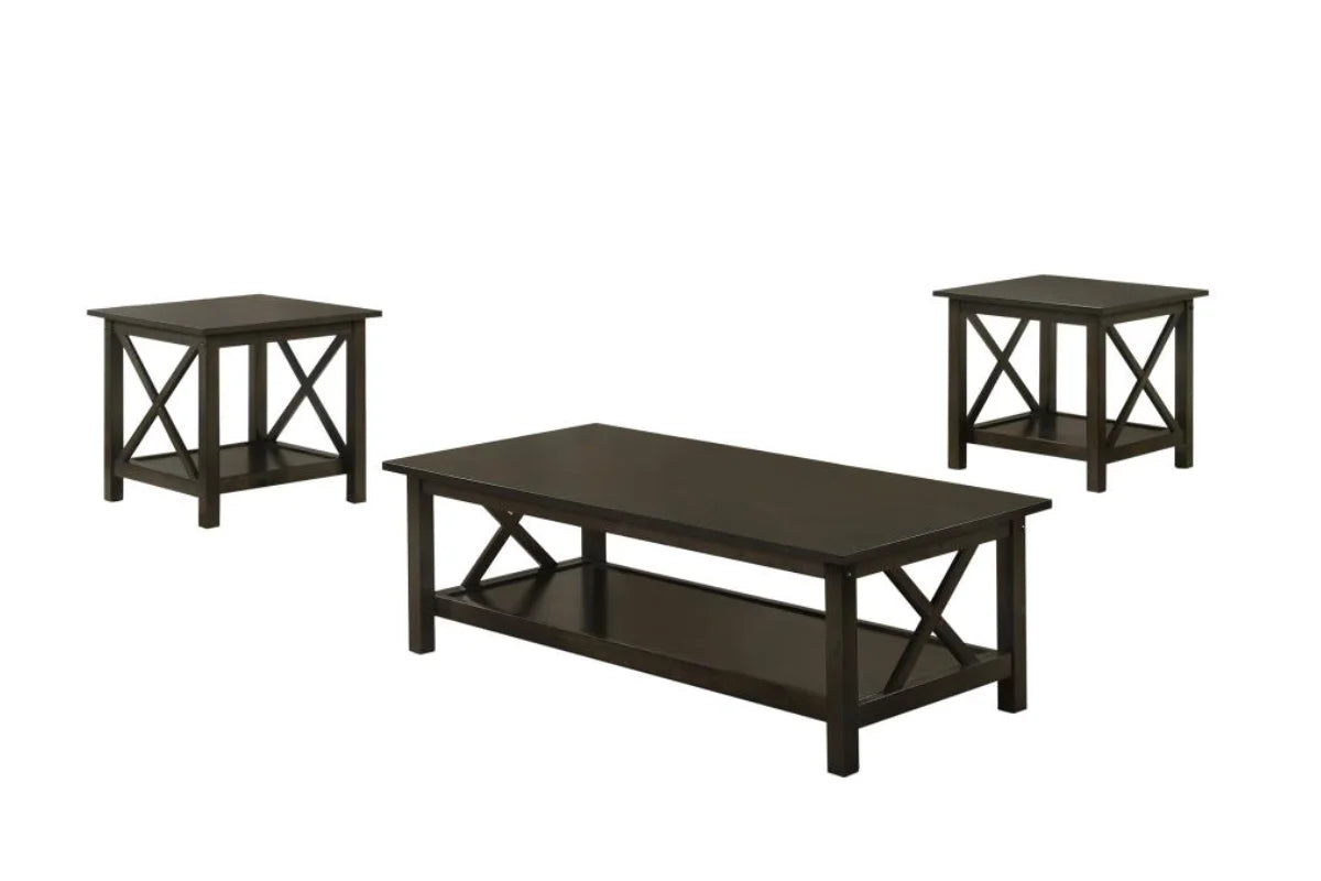 RACHELLE 3-PIECE RECTANGULAR COFFEE TABLE SET DEEP MERLOT