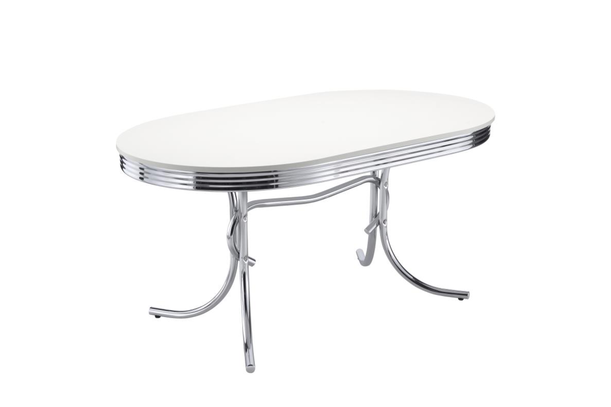 RETRO 5-PIECE OVAL DINING TABLE SET WHITE AND RED