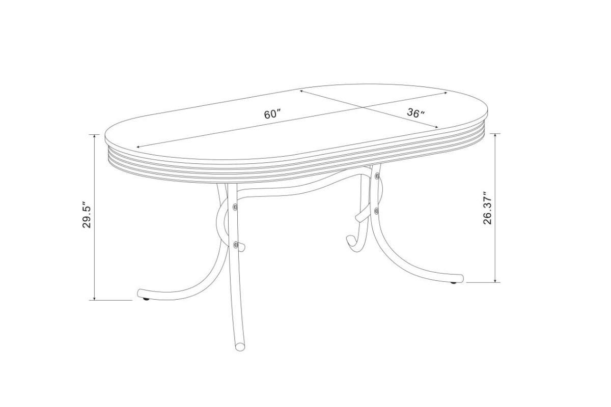 RETRO 5-PIECE OVAL DINING TABLE SET WHITE AND RED