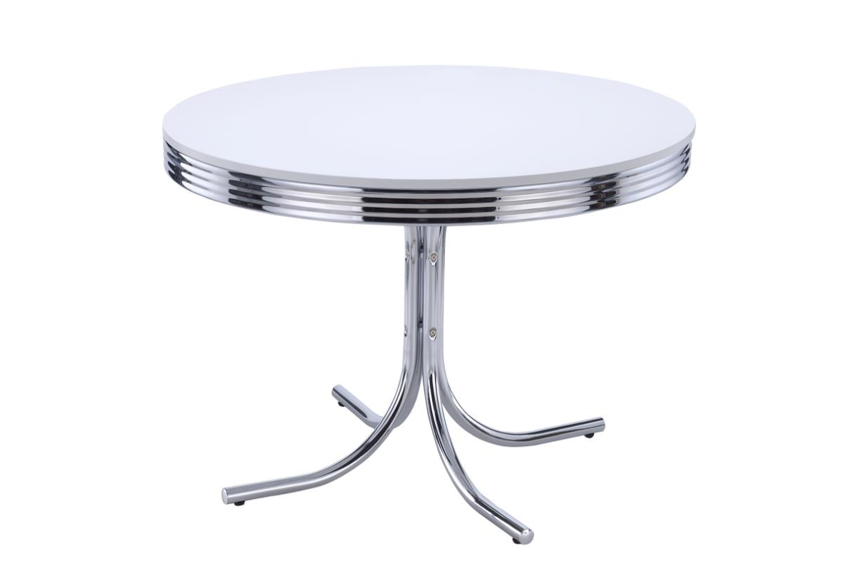 RETRO 5-PIECE ROUND DINING TABLE SET WHITE AND BLACK