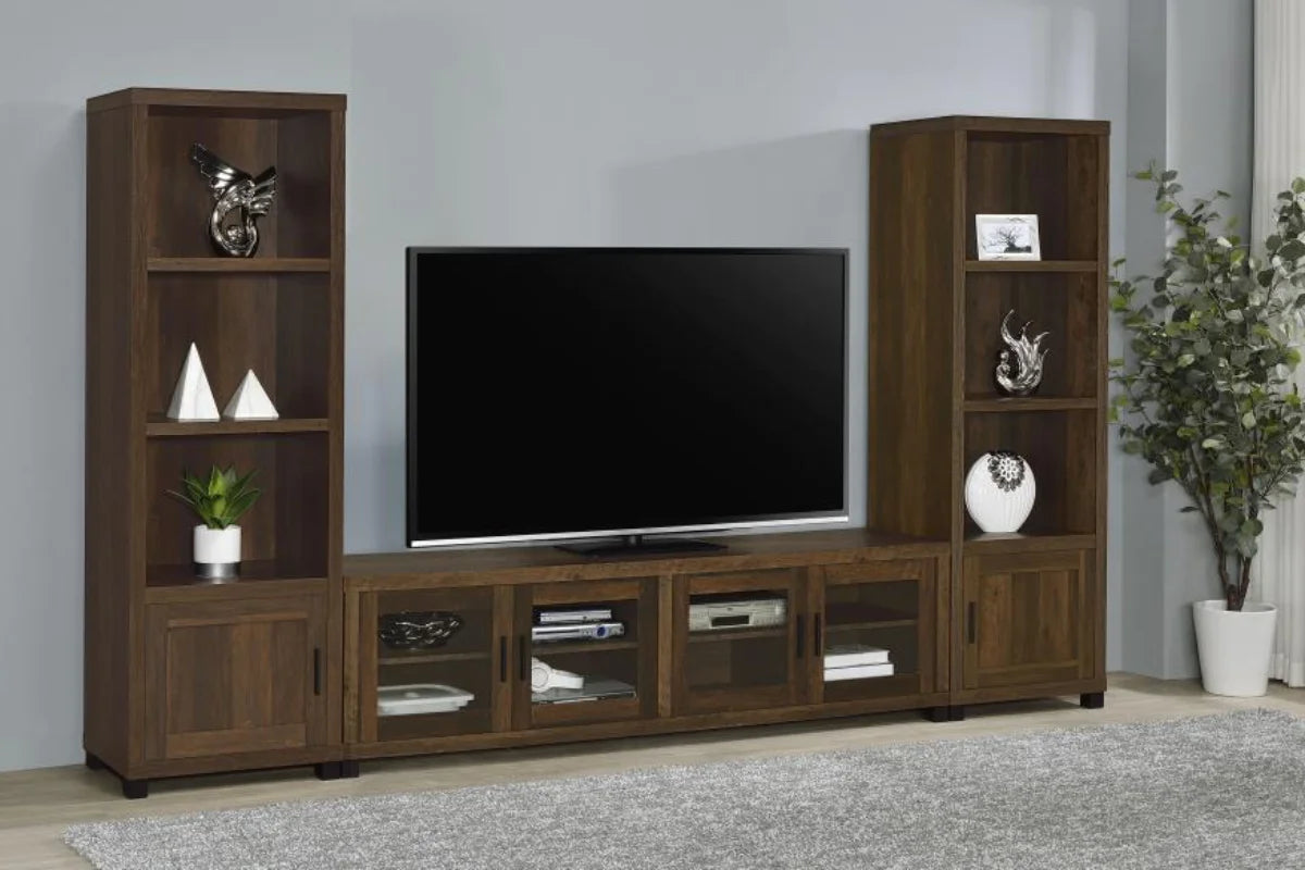 Sachin 3-piece 79-inch tv entertainment center dark pine
