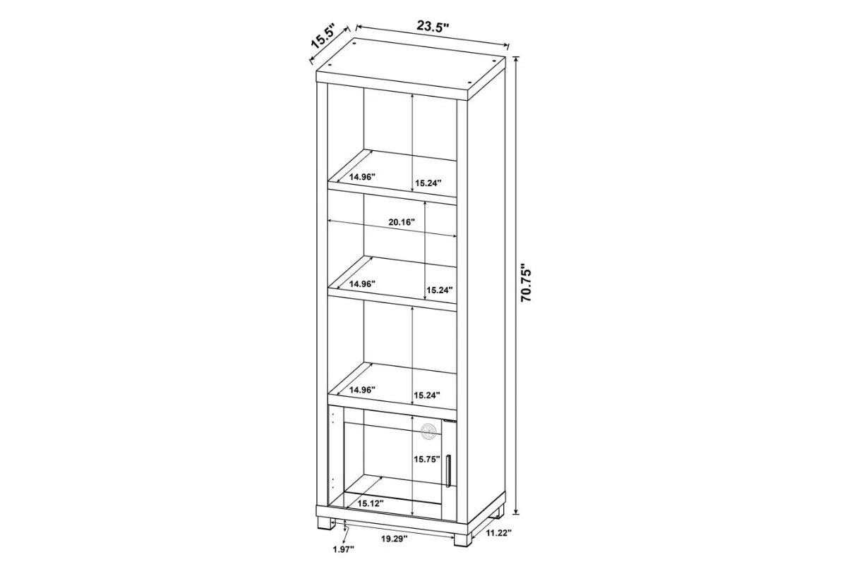 Sachin 3-shelf engineered wood media tower dark pine