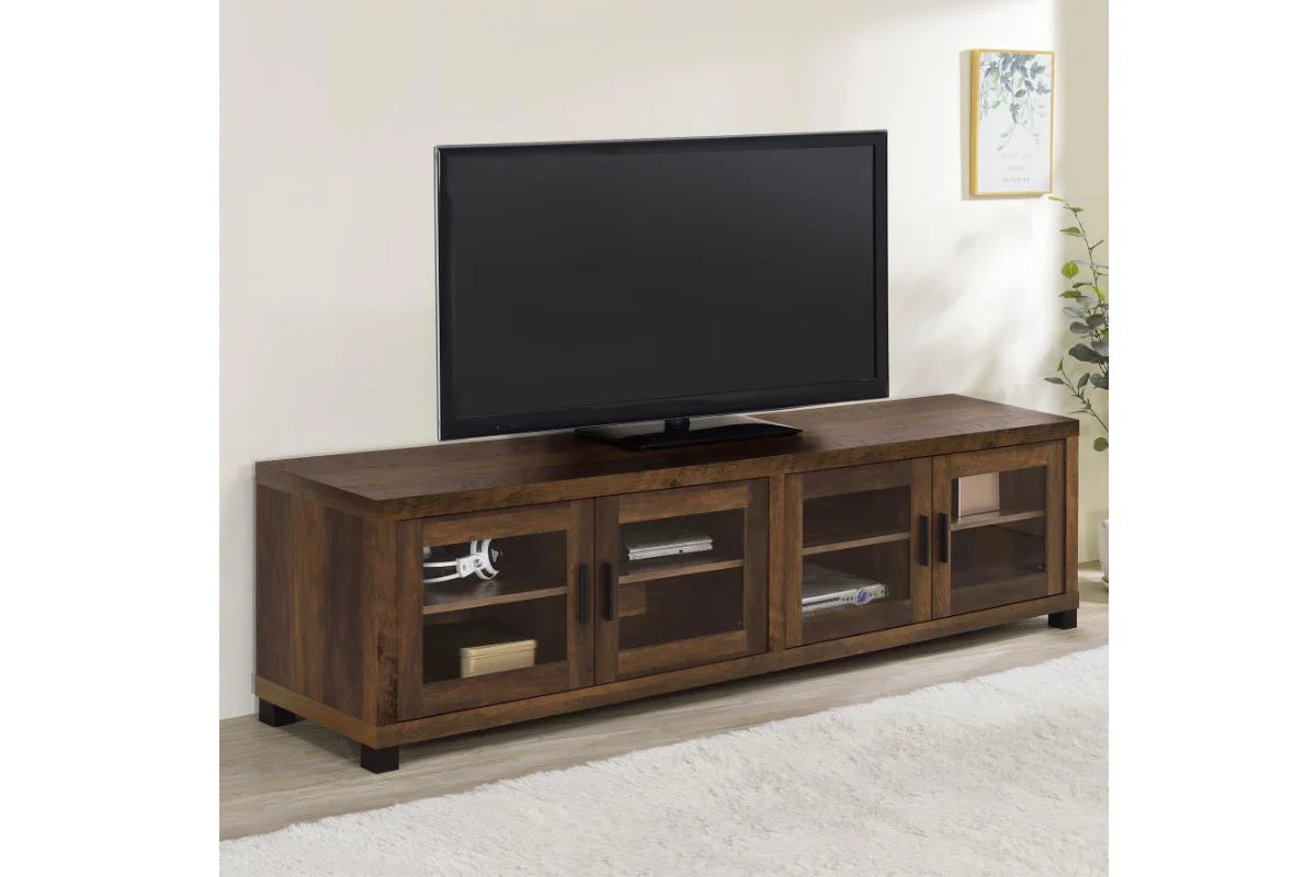 Sachin 4-door engineered wood 79-inch tv stand dark pine