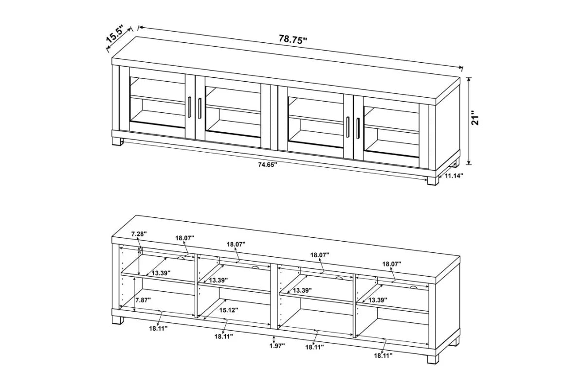 Sachin 4-door engineered wood 79-inch tv stand dark pine