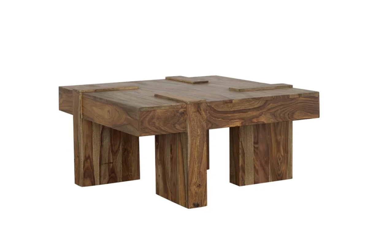 SAMIRA SQUARE SOLID WOOD COFFEE TABLE NATURAL SHEESHAM