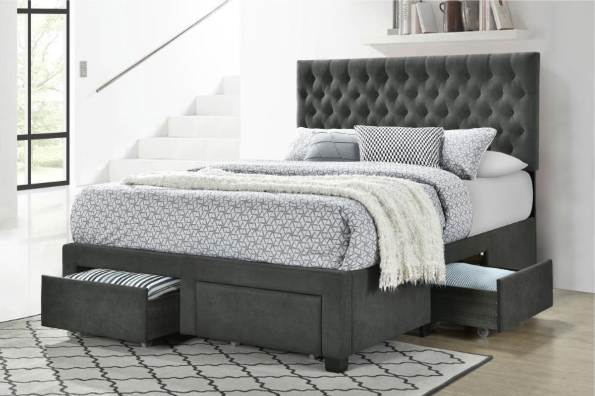 SOLEDAD UPHOLSTERED STORAGE PANEL BED